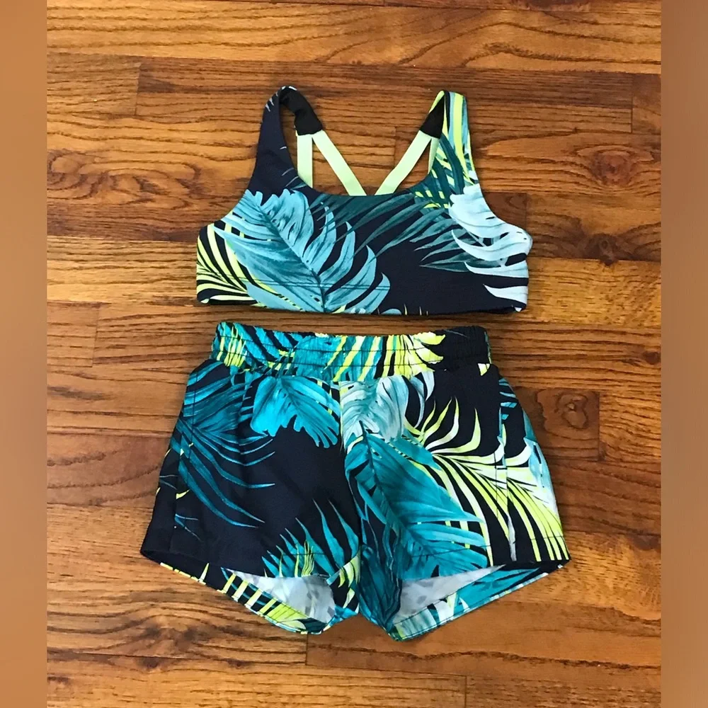 Old Navy Girls Activewear Gymnastics Gym Dance Short & Top Set Size 4 / 5 XS